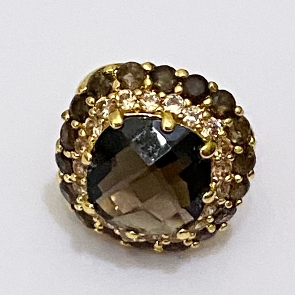 Vintage Smoky Topaz CZ Statement Ring Size 7 - Picture 7 of 16